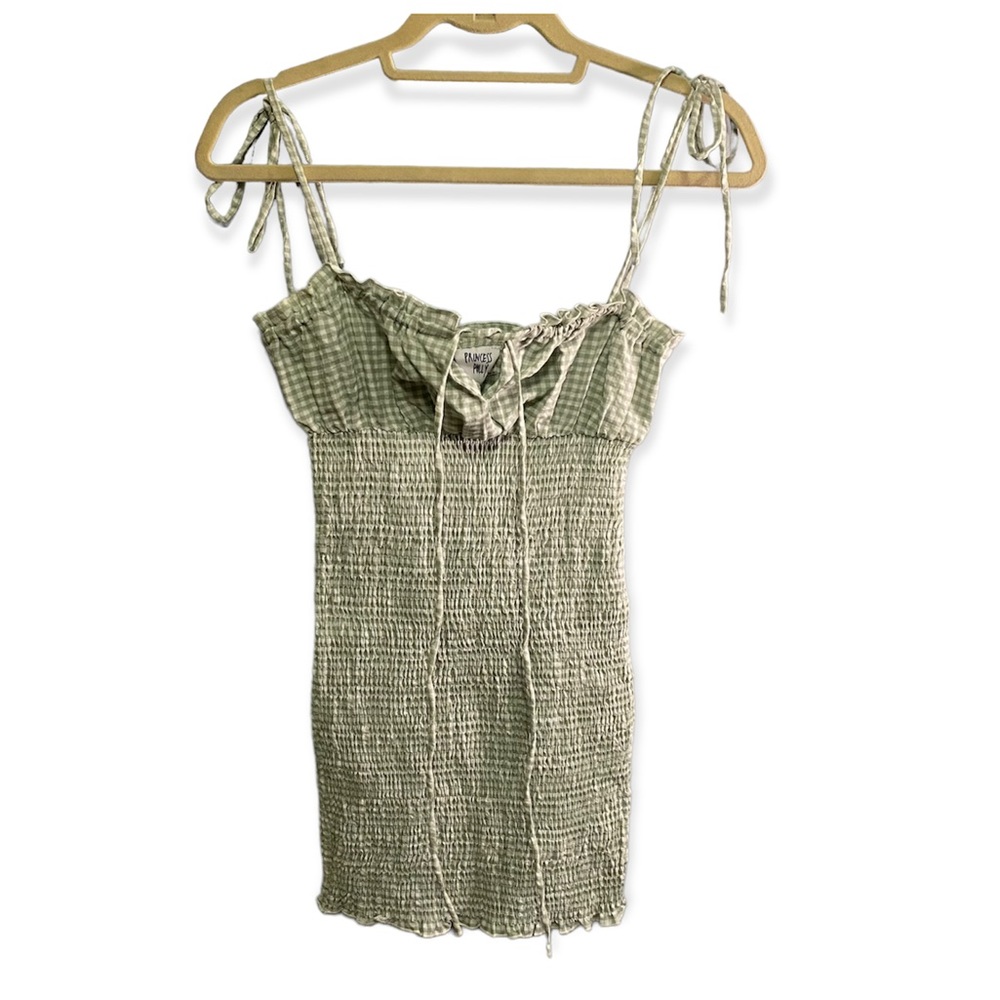 Princess Polly KORINA MINI DRESS GINGHAM GREEN - Picture 3 of 13